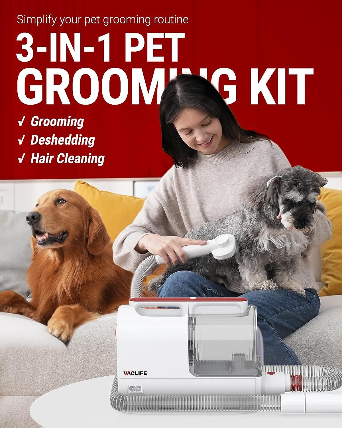 VacLife Pet Hair Vacuum and Grooming Kit